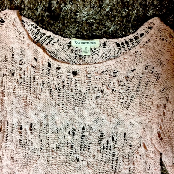 Vintage Boho Soft Peach Long Loose Knit Crochet Sweater - Picture 3 of 6